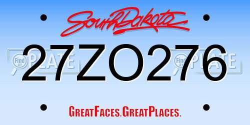 27ZO276 South Dakota License Plate
