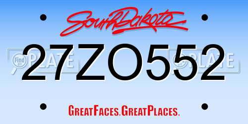27ZO552 South Dakota License Plate