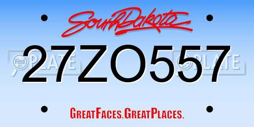 27ZO557 South Dakota License Plate