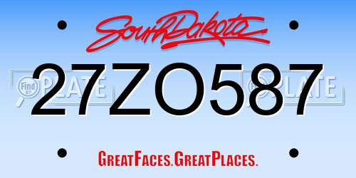 27ZO587 South Dakota License Plate