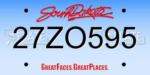 27ZO595 South Dakota License Plate