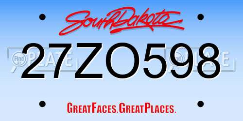 27ZO598 South Dakota License Plate