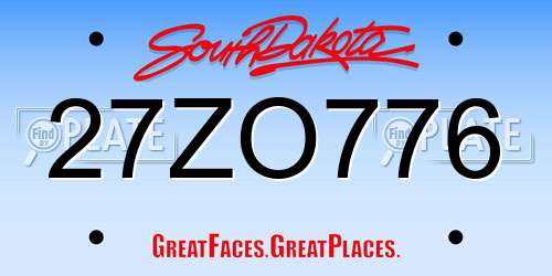 27ZO776 South Dakota License Plate