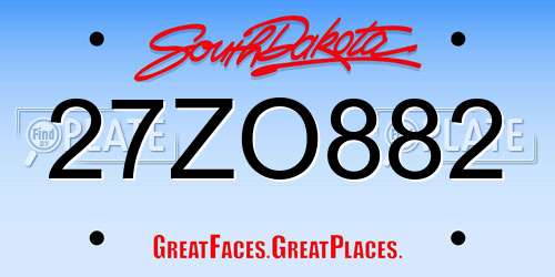 27ZO882 South Dakota License Plate