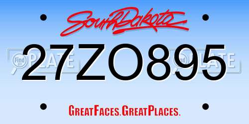 27ZO895 South Dakota License Plate