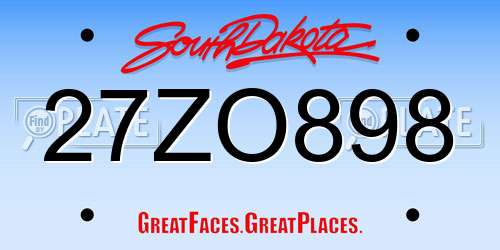 27ZO898 South Dakota License Plate