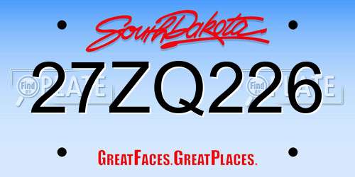 27ZQ226 South Dakota License Plate