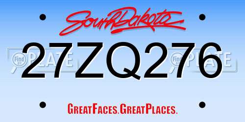 27ZQ276 South Dakota License Plate
