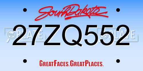 27ZQ552 South Dakota License Plate