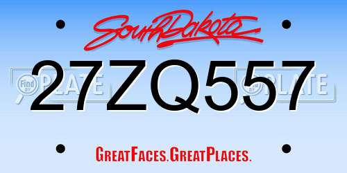 27ZQ557 South Dakota License Plate