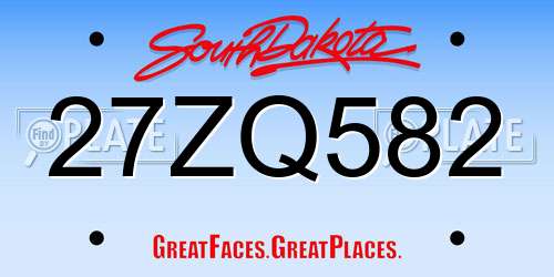 27ZQ582 South Dakota License Plate