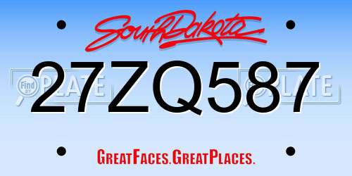 27ZQ587 South Dakota License Plate