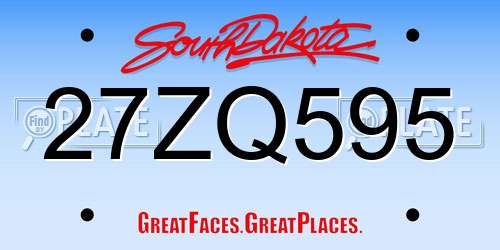 27ZQ595 South Dakota License Plate