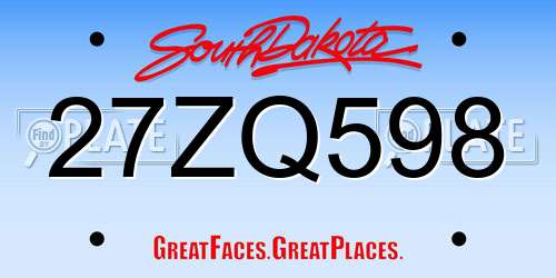 27ZQ598 South Dakota License Plate