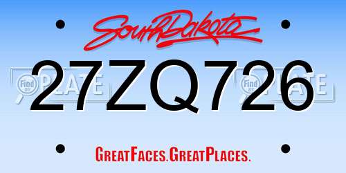 27ZQ726 South Dakota License Plate