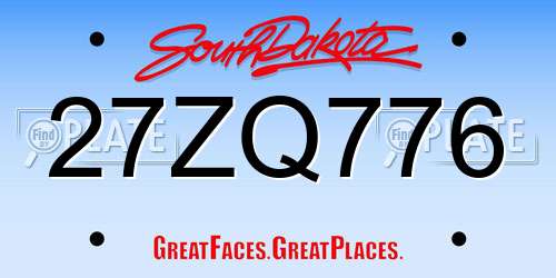 27ZQ776 South Dakota License Plate