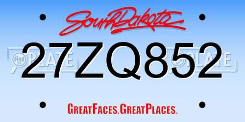 27ZQ852 South Dakota License Plate