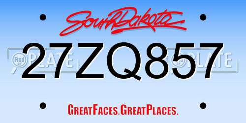 27ZQ857 South Dakota License Plate