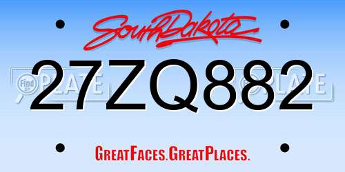 27ZQ882 South Dakota License Plate
