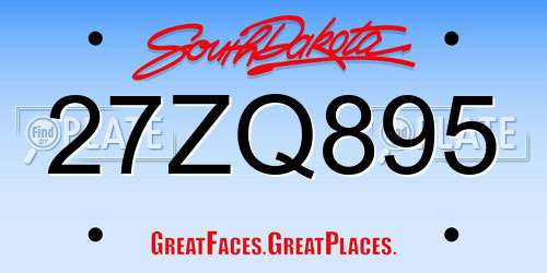 27ZQ895 South Dakota License Plate