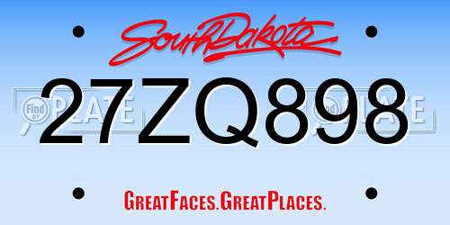 27ZQ898 South Dakota License Plate