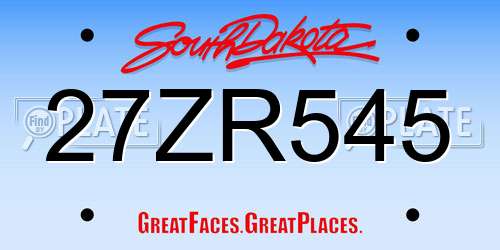 27ZR545 South Dakota License Plate
