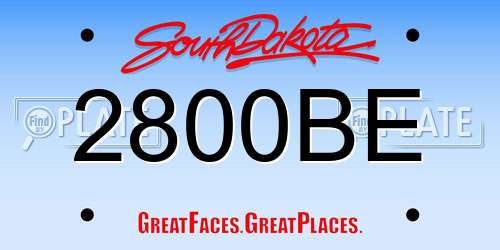 2800BE South Dakota License Plate