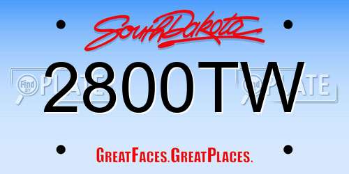2800TW South Dakota License Plate