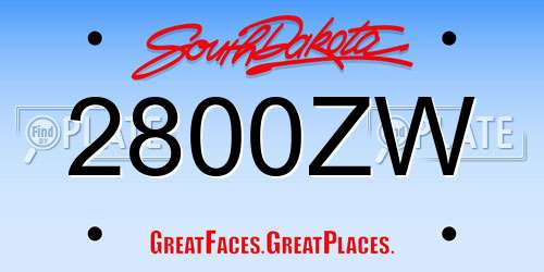 2800ZW South Dakota License Plate