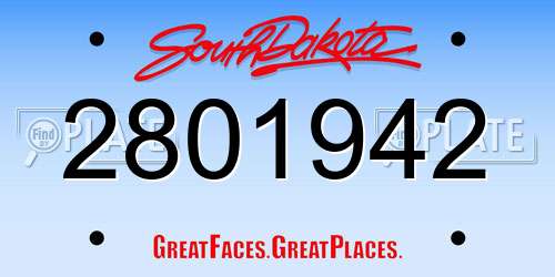 2801942 South Dakota License Plate