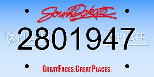 2801947 South Dakota License Plate