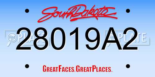 28019A2 South Dakota License Plate