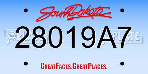 28019A7 South Dakota License Plate