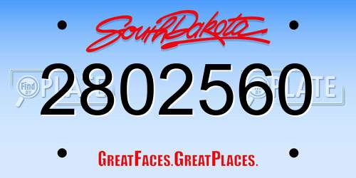 2802560 South Dakota License Plate