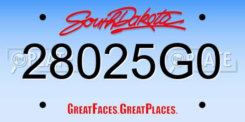 28025G0 South Dakota License Plate