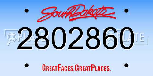 2802860 South Dakota License Plate