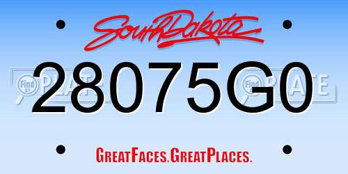 28075G0 South Dakota License Plate