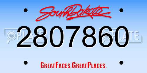 2807860 South Dakota License Plate