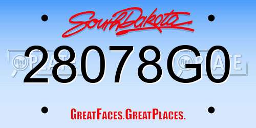 28078G0 South Dakota License Plate