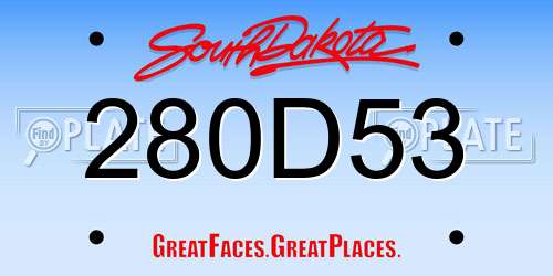 280D53 South Dakota License Plate