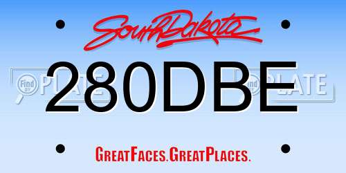 280DBE South Dakota License Plate