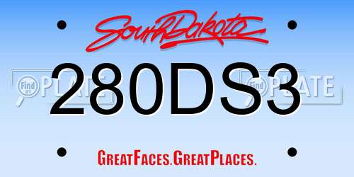 280DS3 South Dakota License Plate