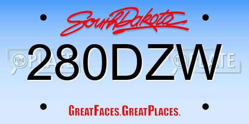280DZW South Dakota License Plate