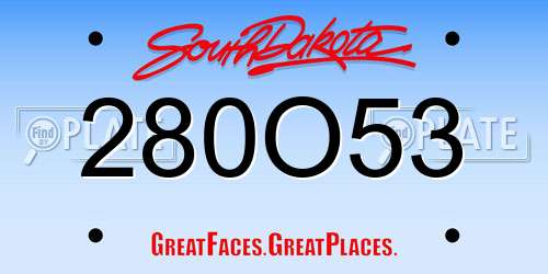 280O53 South Dakota License Plate