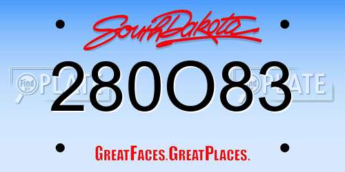 280O83 South Dakota License Plate