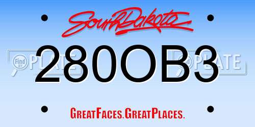 280OB3 South Dakota License Plate