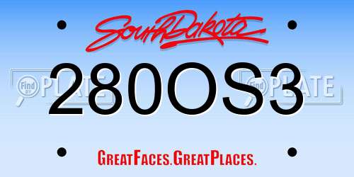 280OS3 South Dakota License Plate