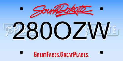 280OZW South Dakota License Plate