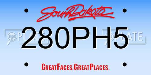 280PH5 South Dakota License Plate