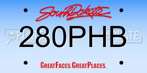 280PHB South Dakota License Plate